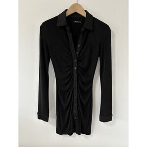 Oliveaceous Womens Mini Dress Shirt Long‎ Sleeve Goth Emo Witchy Small Stretch